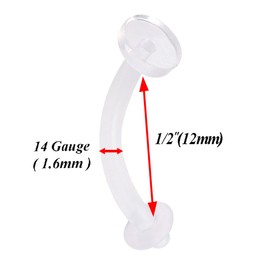 bodyjewellery 3pcs 14g Belly Button Rings Navel Piercing Retainer Clear Flexible Acrylic Bioflex Rubber O Rings Jewelry - 12mm