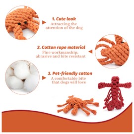 WishLotus 2Pc Dog Rope Toys, Cute Dinosaur and Yellow Duck Shaped Dog Toys for Aggressive Chewers, Cotton Dog Chew Toys for Small Medium Large Breed Teething (Crab+Lobster)