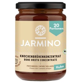 JARMINO Bio Knochenbrühe Konzentrat vom Freiland-Huhn, aus Deutschland, 200g (20 Portionen), Reich an Bio-Kollagen