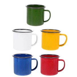Tofficu 5pcs Enamel Camping Mug Small Vintage Iron Mugs Tea Mug with Handle Mini Wine Cup Multi- functional Enamel Mugs ( Assorted Color )