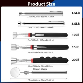 flintronic Telescopic Magnetic Pick up Tool, 6 PCS Metal Extends Tool with Extra Strong Magnet and Non-slip Handle, Retractable Magnetic Wand for Picking Up Small Parts Metal Objects, Screws, Nuts