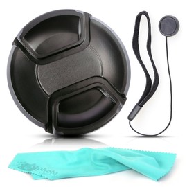 Front Center Pinch Lens Cap Cover Protector + Cap Keeper + Cleaning Cloth for Sigma 18-125mm f/3.8-5.6 DC OS HSM Lens
