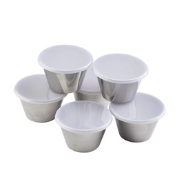 Tablecraft Round Ramekins with Lids 3 OZ - Ounces Clear, Pack of 6 with Clear Lids