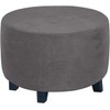 Velvet Plush Ottoman Cover,Super Stretch Round Ottoman Slipcover Washable Storage