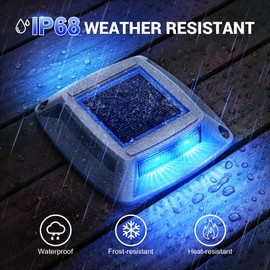 Etetale Solar Driveway Lights Outdoor 6 Pack, IP68 Waterproof Solar Powered Driveway Marker Deck Dock Lights for Steps Pathway Walkway Sidewalk Garden Yard Stair Marine (Blue)