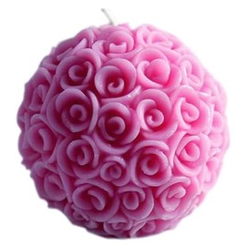Pink Rose Ball Shaped Candles for Romantic Dinner Set of 2