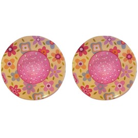 5.25" Diameter Decorative Designer Pattern Kitchen Sink Strainer/Food Trap (Two Pack, Pink Flowers)