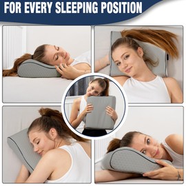alkamto Travel & Camping Comfortable Memory Foam Pillow – Easy to Carry Portable Bag – Temperature Regulating Pillow Case (Grey Contour)