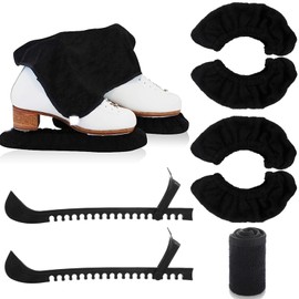 Ice Skate Guards Kit 1 Pair Ice Skating Guards 2 Pair Skate Blade Covers 1 Towel for Figure Hockey Skates Soft Skate Blade Covers and Hard Skate Guards Protectors Hockey Figure Skates Accessories