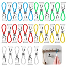 Pack of 30 Hangers for Towels Stainless Steel Waterproof Towel Clips with Hanging Eyelet Multifunctional Coloured Towel Clips for Hanging Without Sewing for Bathroom Kitchen Balcony for Washcloths (5