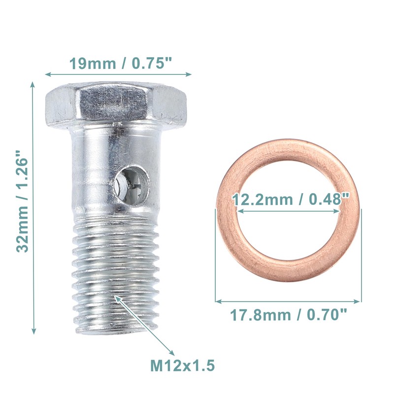 A ABSOPRO 6 pieces M12 x 1.5 32 mm length