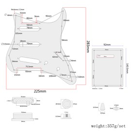 Ogdni Prewired Loaded Pickguard, Pickguard Guitar 3-Ply SSS Prewired Loaded Pickguard with Alnico V Pickups Kit Humbucker Pickups for Stratocaster/Strat Electric Guitars Replacement Parts (101A)