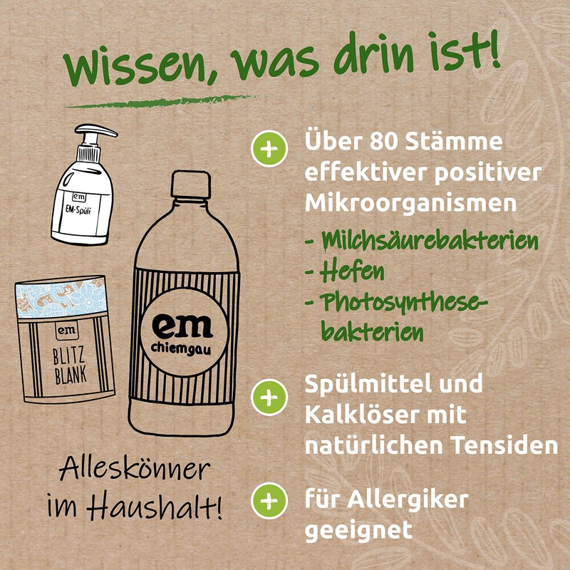 Environmentally friendly cleaning set "Hausfreund", cleaning with effective micro-organisms, natural