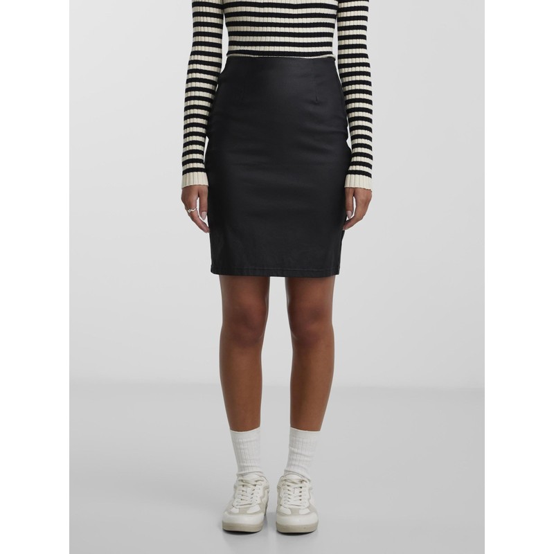 PIECES Women's PCPARO HW Coated Skirt/Noos BC 17092820, black