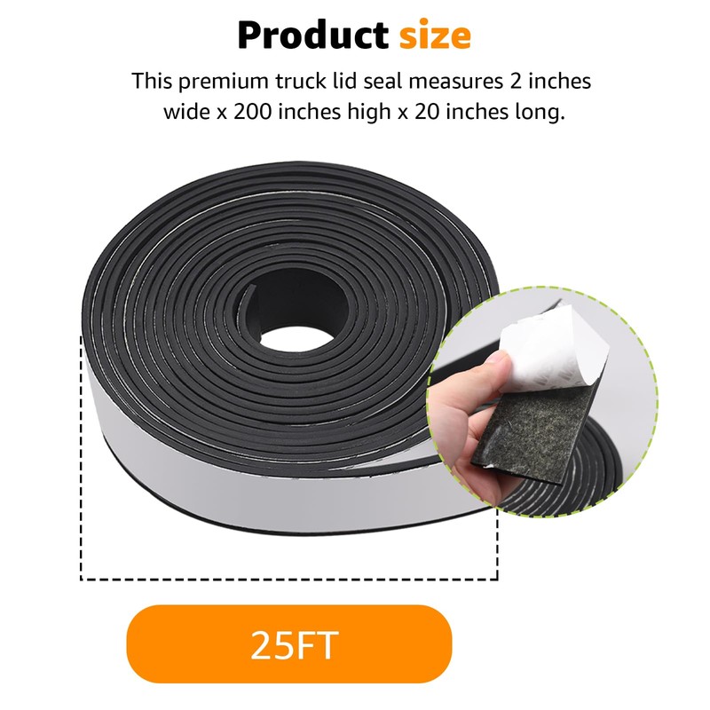 Lusperi Truck Cap Seal Rubber 25FT, for Truck Cap 200