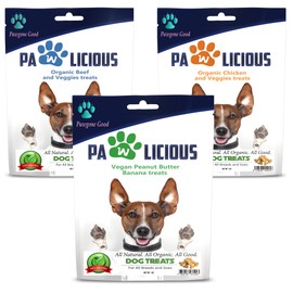 PAWGONE GOOD Variety Pack Dental Chips – 3 Pack of 7 Ingredients or Less, Dehydrated to Preserve Nutrients, Crispy Texture for Oral Health, Organic, High-Protein Snacks for Dogs of All Breeds – 1 oz