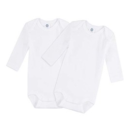 Sanetta Baby Bodysuit - Unisex, Long-Sleeved in Double Pack Made of Organic Cotton, White