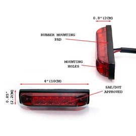 Alchemy Parts Motorcycle Rear Stop Tail Light LED Strip 12V Running Brake Light for Motorbike Quad Bike ATV Dirt Bike Custom Chopper Scrambler Café Racer Tail Tidy | Flush Mount | Red Lens