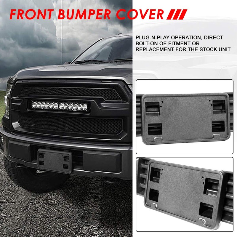 Auto Dynasty OE Style Front Bumper Trim Panel+License Plate Bracket