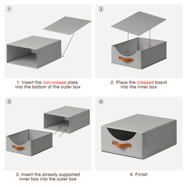 Homsorout Large Stackable Storage Bins - Fabric Pull-out Closet Shelf Organizer, Linen Closet Organizers and Storage, Decorative Storage Boxes for Bedroom, Office, Dorm, 3 Pack, Grey