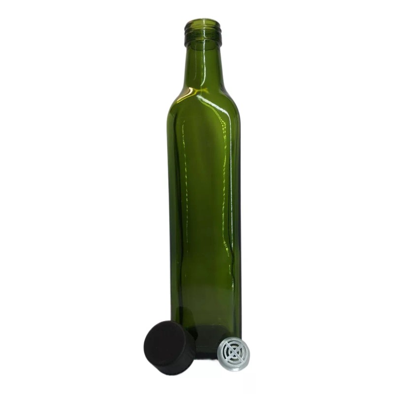 Meliars Botella Cuadrada Aceitera Verde 500 Ml C/tapa (12pzs)