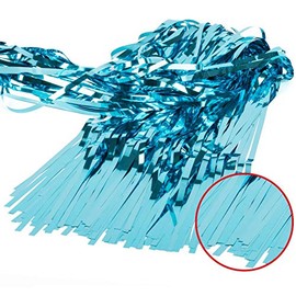 Mr. Gadget Solution® Ocean Blue Foil Tinsel Curtains, 1x2 Metallic Fringe Curtains Shimmer Photo Booth Backdrop Curtain for Birthday Wedding Party Christmas Decorations