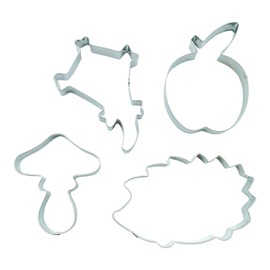 BekkiB 2514 Set of 4 Autumn Cookie Cutters Hedgehog, Apple, Mushroom and Dragon Cookie Cutters Autumn Decoration