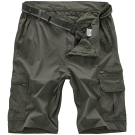 Jessie Kidden Men's Cargo Hiking Shorts Outdoor Lightweight Quick-Dry Tactical Walking Climbing Fishing Short with Zipper Pockets #6222-Army Green-42