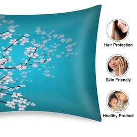 Plum Blossom Satin Pillow Case for Hair and Skin, Standard Size Slip Silk Pillow Cases Satin Pillowcase Without Zipper Pillowcase 20"x26" Silk Pillowcases for Bedroom Sofa Home Decor