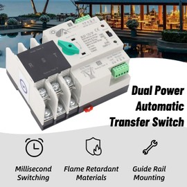 3P 110VPower Automatic Transfer Switch 63A Din Rail Type Mini ATS Backup Emergency Power Electrical Selector Generator Changeover Switch