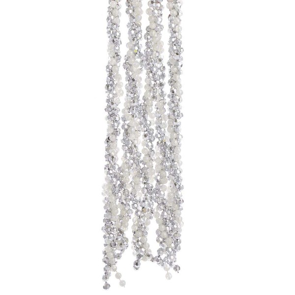 Kurt Adler 108-inch Silver and White Iridescent Twisted Bead Garland