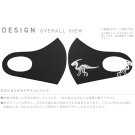 igsticker 020770 Dinosaurs Design Mask, Set of 2, Polyester, Washable, Cloth Mask, Unisex