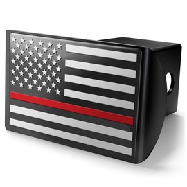 Thin Red Line Firefighter USA Flag Trailer Hitch Cover- Gifts for Firefighters