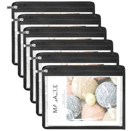 6 Pieces Clear Zipper Pouches Pencil Pouches PVC Makeup Pouch Envelopes Folder Storage Multi Purpose Pouch Document File Organization Bags, Office Supplies (Black Edging, 9.8 x 8 Inches)