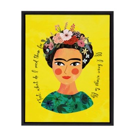 DesignOvation Sylvie Frida Framed Canvas Wall Art By Mia Charro, 18x24 Black, Colorful Portrait Home Decor