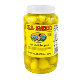 El Pato Hot Chili Peppers 22oz Pickled Yellow Chili Peppers 624g Kosher