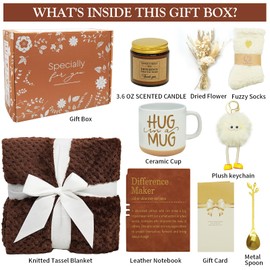 Self Care Gifts for Women Get Well Soon Gifts, Unique Birthday Gifts for Women Spa Gift Baskets Care Package Mothers Day Gifts for Mom Sister Wife Grandma w/ Blanket