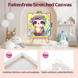 Pack of 4 Animal Painting by Numbers Children with Frame from 5 6 7 Years Girls and Boys with Wooden Easel Owl Sloth Cat Zebra Painting by Numbers Children from 7 Years Acrylic Paints with as a Gift