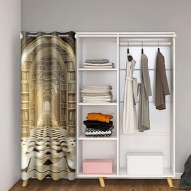 Retro Bookshelf Door Curtain for Doorway Privacy for 42x80 Inch 1 Panel Kids Vintage Court Closet Door Cover Boy Girl Teen Corridor Darkening Curtain Washable Library