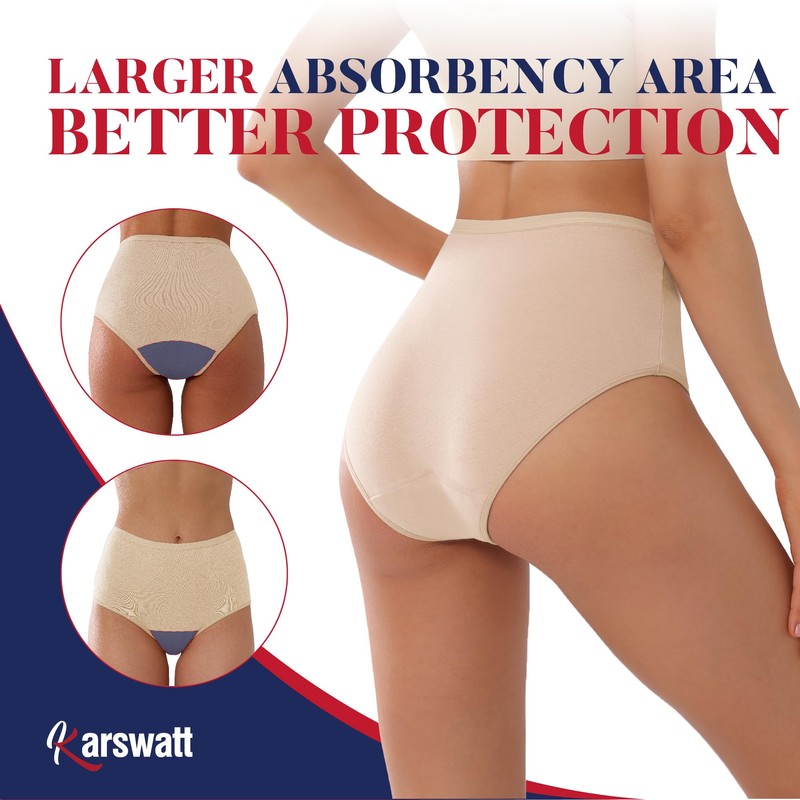 KARSWATT Washable High Rise Urinary Incontinence Underwear for Women Leak