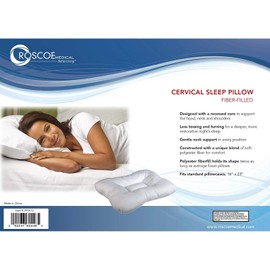 Roscoe Cervical Pillow and Neck Pillow For Sleeping - Indented Contour Pillow for Sleeping on Back or Side - 16" x 23", Firm