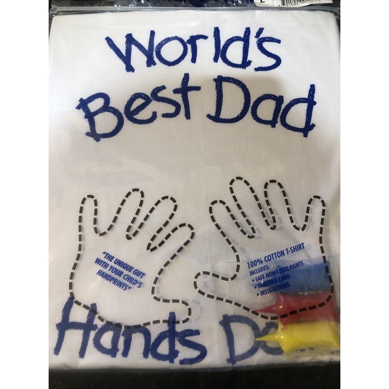 Best Handi Prints WORLD'S BEST DAD Personalize Handprint T-Shirt Size
