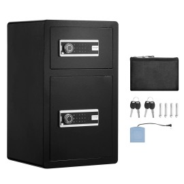 4.5 Cu.ft Double Door Safe Box with Key Lock and Password Fireproof Bag Key Rack & LED Light 2 HeightVolume: 4-5.2 cu.ft