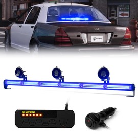 Xprite 35" COB LED Emergency Traffic Advisor Strobe Light Bar, w/Control Box Rear Windshield Deck Safety Hazard Warning Flashing Lightbars, for Specific Police Volunteer POV Vehicles Trucks-Blue
