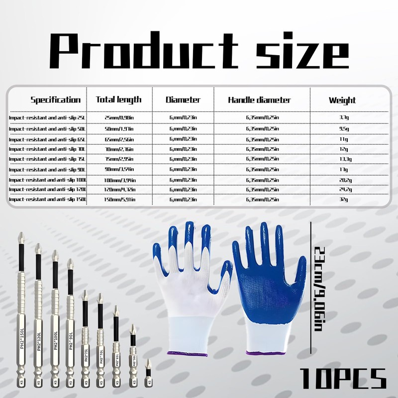 High Magnetic Screwdriver Drill Bit Set, 9pcs Impact Driver Bits