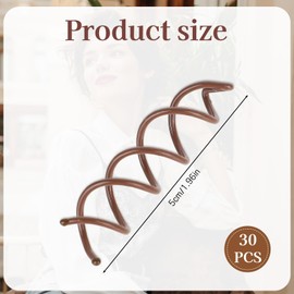30PCS 1.96" Spiral Hair Pins Non-Scratch Round Clip & Bun Twist Barrette Spin Pins Twist Screw Hair Pin for Women Spiral Bobby Pin Brown