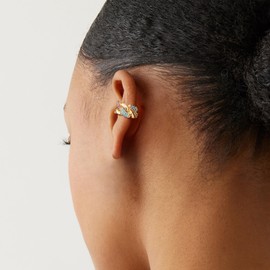 LADYGD Ear Cuff Earrings for Women Trendy 14K Gold Plated Multi-Colored Cubic Zirconia Braid Sparkle Ear Cuffs Non Piercing | Clip On Cartilage | Single