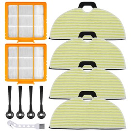Erinice RV2610WA Replacement Mop Brush Filter Kit for Shark RV2610WA RV2620WA RV2410WD AV2610WA AI Ultra 2-in-1 Robot Vacuum Part, 4 Mop Pads, 2 Pre-Motor Filters, 4 Side Brushes, 1 Brush, 11 Pack