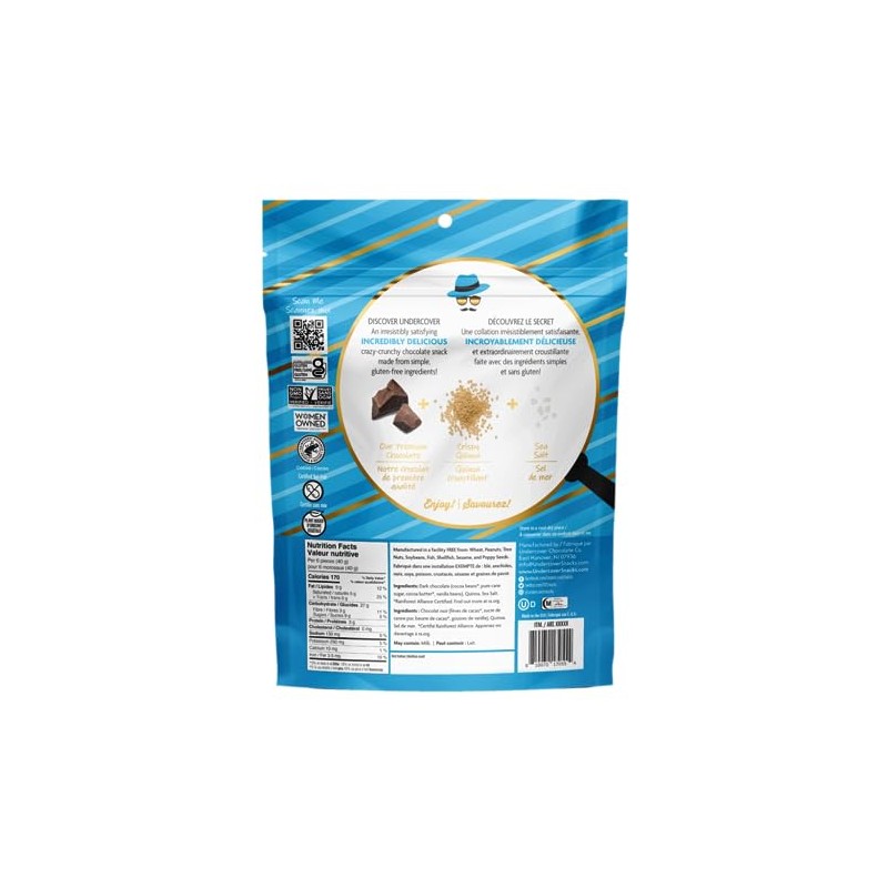 Undercover Chocolate Quinoa Crisps, Crispy Quinoa, Dark Chocolate & Sea