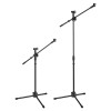 Black Mic Stand with Boom Arm Dual Microphone Holder Model